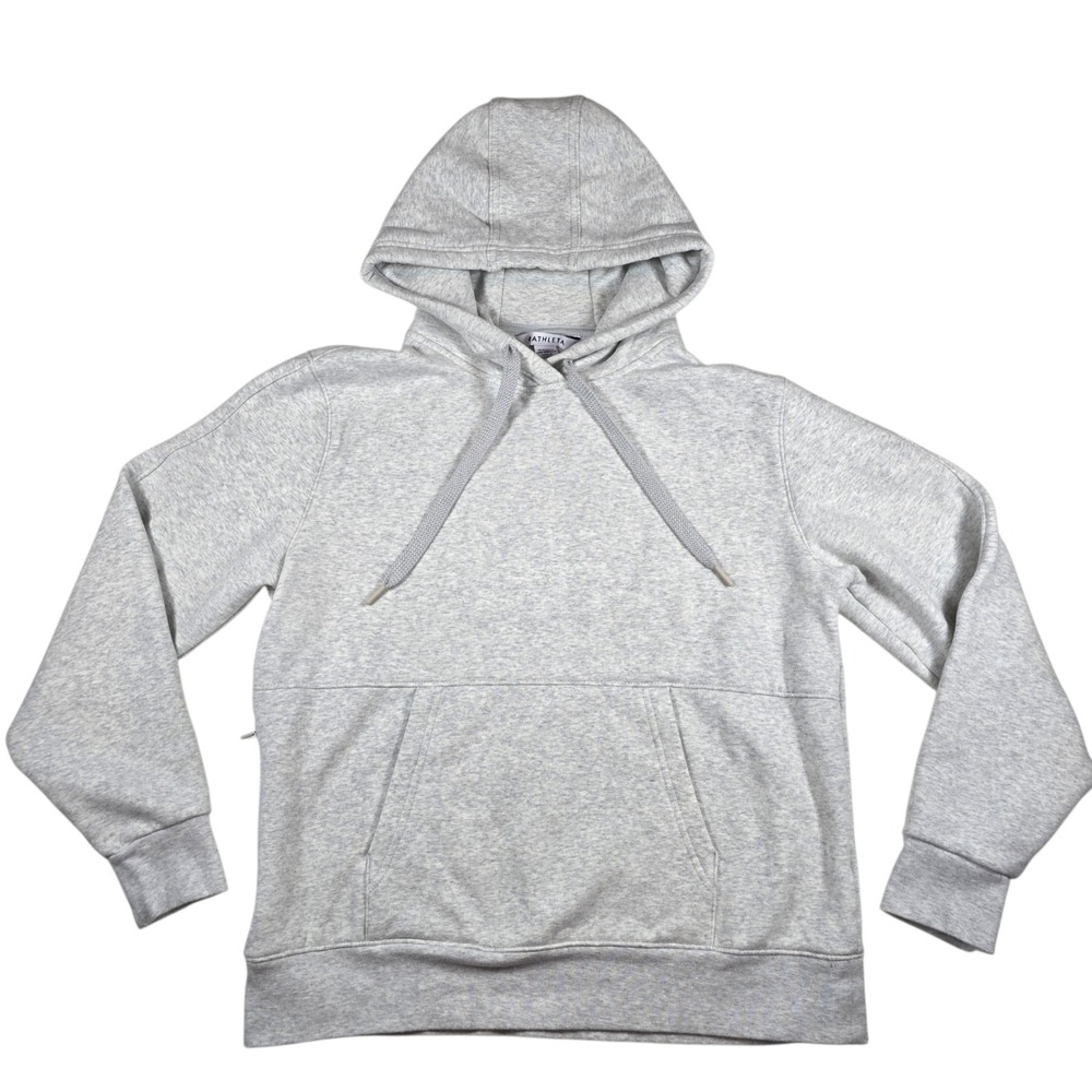 Athleta 24/7 Hoodie Heather Gray Cotton Blend Pullover Sweatshirt- Womens Sz S - Picture 1 of 6